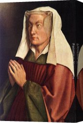 Donors Canvas Paintings - The Ghent Altarpiece The Donor's Wife [detail] by Jan van Eyck